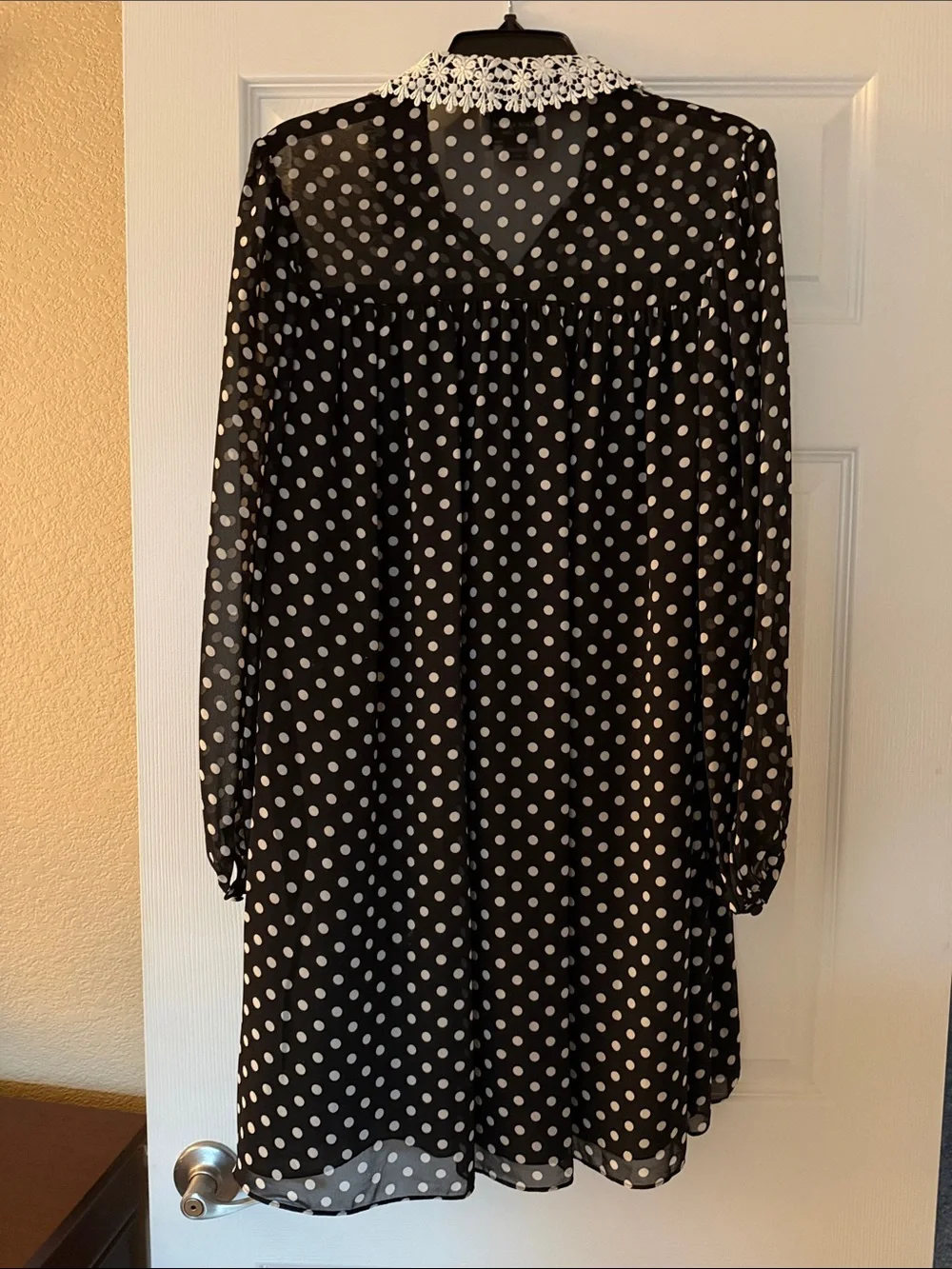 kate spade Black and White Polka Dot Dress with Lace Collar